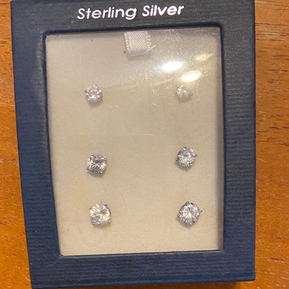 Sterling Silver Stud Earrings Set